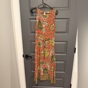 Uncle Frank Orange Tropical Print Maxi Dress Size Small